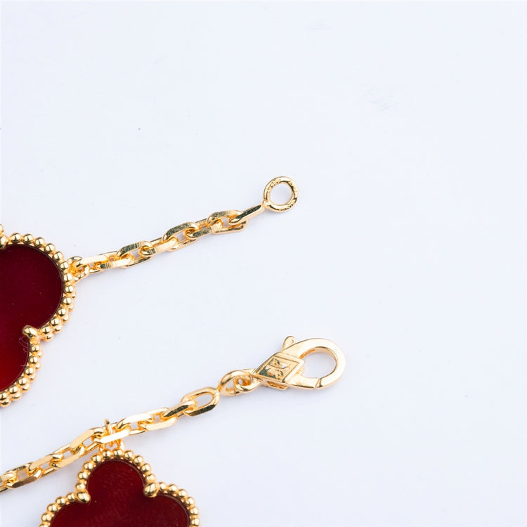 ¡®AuraJewelry¡¯CLOVER BRACELET 5 MOTIFS CARNELIAN TIGER EYE