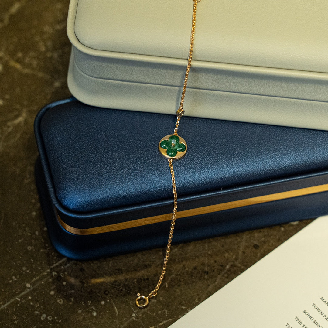 ¡®AuraJewelry¡¯SUN MALACHITE 1 DIAMOND PINK GOLD BRACELET