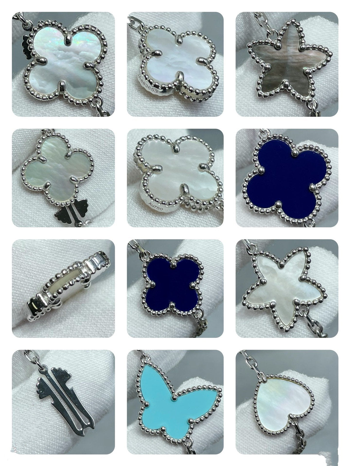 ¡®AuraJewelry¡¯LUCKY CLOVER SILVER 11 MOTIF NECKLACE
