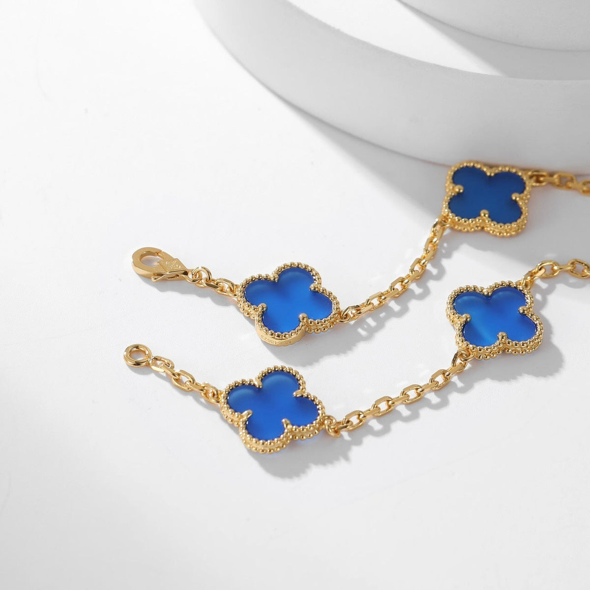 ¡®AuraJewelry¡¯CLOVER 10 MOTIFS BLUE AGATE NECKLACE