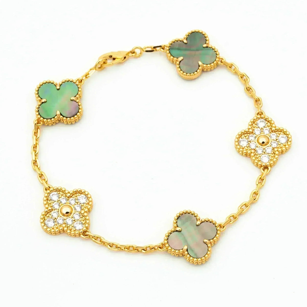 [AuraJewelry]New CLOVER 5 MOTIF GRAY MOP BRACELET COLLECTION