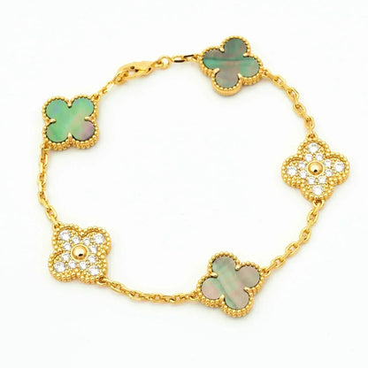 [AuraJewelry]New CLOVER 5 MOTIF GRAY MOP BRACELET COLLECTION