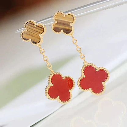 ¡®AuraJewelry¡¯CLOVER  2 MOTIF  TIGER EYE CARNELIAN EARRINGS