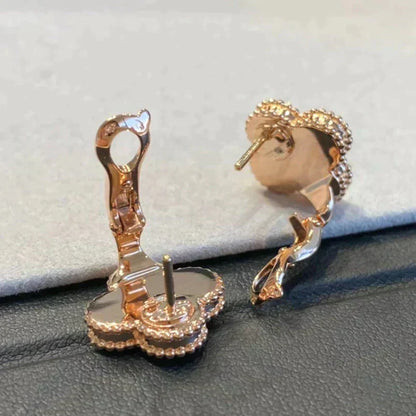 ¡®AuraJewelry¡¯CLOVER MEDIUM 1 MOTIFS GRAY MOP  DIAMOND EARRINGS