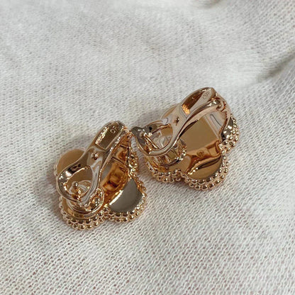 AuraJewelry クローバー ミディアム 1モチーフ カーネリアン ダイヤモンド イヤリング