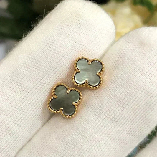 ¡®AuraJewelry¡¯CLOVER MINI 9.5MM GRAY MOP EARRINGS