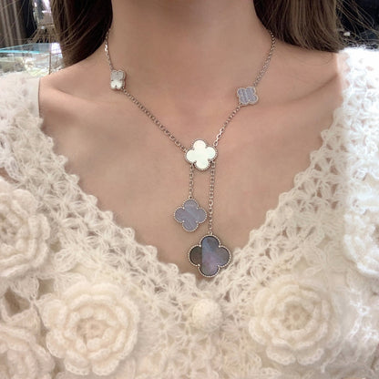¡®AuraJewelry¡¯CLOVER MOP CHALCEDONY NECKLACE SILVER 6 MOTIF
