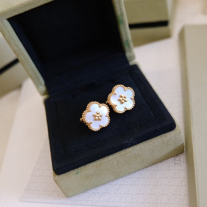 AuraJewelryラッキーピンクゴールドホワイトMOPイヤリング