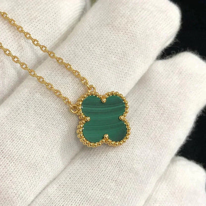¡®AuraJewelry¡¯CLOVER 15MM MALACHITE SINGLE FLOWER  NECKLACE