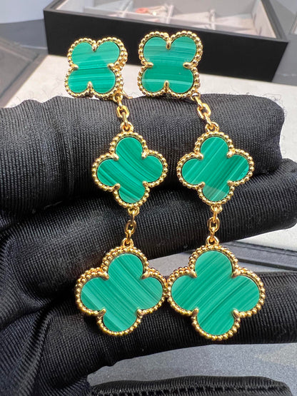 ¡®AuraJewelry¡¯CLOVER MALACHITE 3 MOTIFS GOLD
