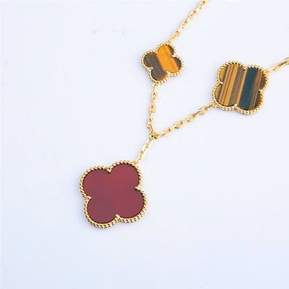 ¡®AuraJewelry¡¯CLOVER BRACELET 5 MOTIFS CARNELIAN TIGER EYE