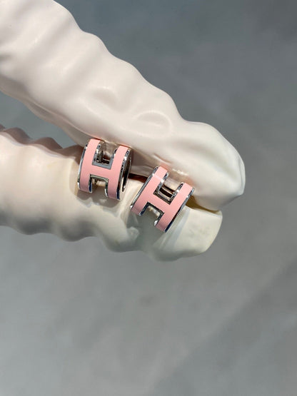 ¡®AuraJewelry¡¯MINI POP H SILVER EARRINGS PINK