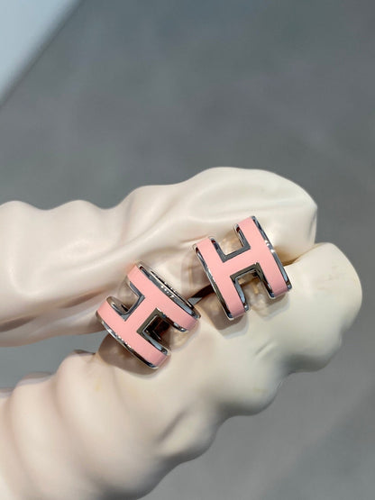 ¡®AuraJewelry¡¯MINI POP H SILVER EARRINGS PINK
