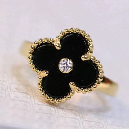 AuraJewelry クローバーオニキスリング ゴールドダイヤモンド