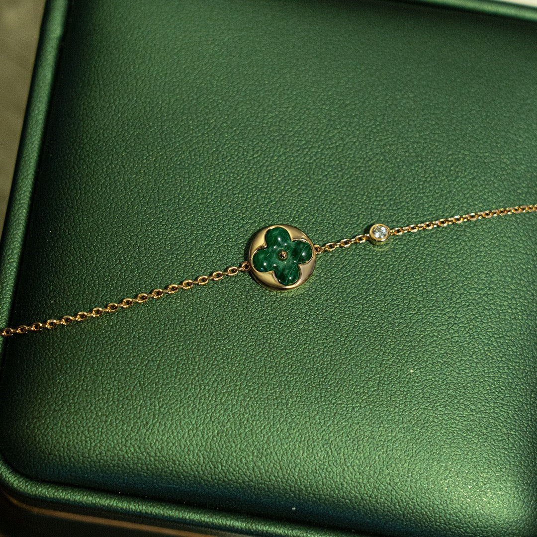 ¡®AuraJewelry¡¯SUN MALACHITE 1 DIAMOND PINK GOLD BRACELET