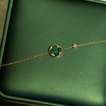¡®AuraJewelry¡¯SUN MALACHITE 1 DIAMOND PINK GOLD BRACELET