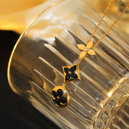 AuraJewelry「星と太陽」オニキスピンクゴールドネックレス