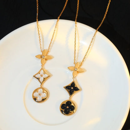 AuraJewelry「星と太陽」オニキスピンクゴールドネックレス