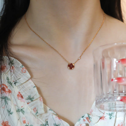 ¡®AuraJewelry¡¯SUN PEDANT PINK GOLD 1 DIAMOND NECKLACE