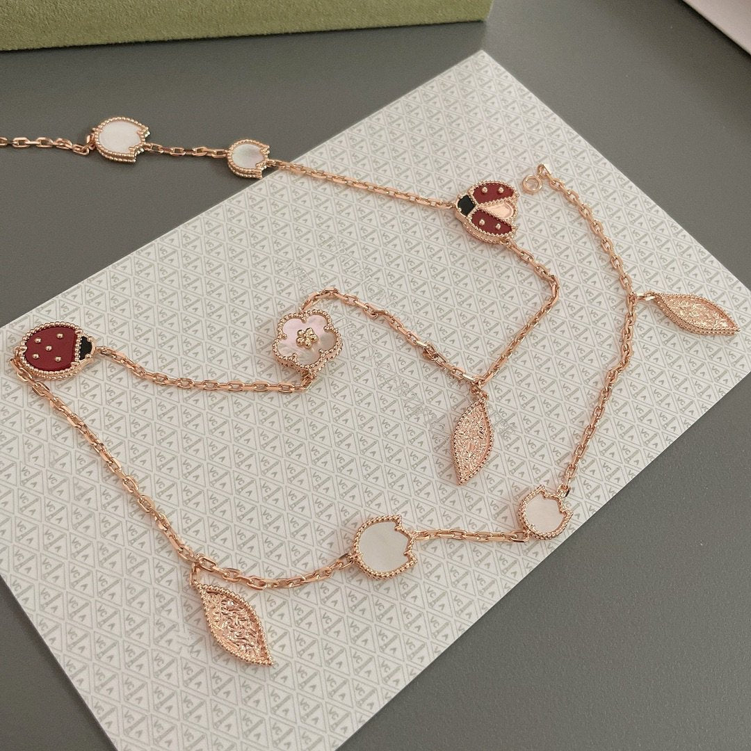 ¡®AuraJewelry¡¯LUCKY SPRING 15 MOTIFS ROSE GOLD NECKLACE