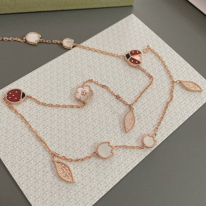 ¡®AuraJewelry¡¯LUCKY SPRING 15 MOTIFS ROSE GOLD NECKLACE