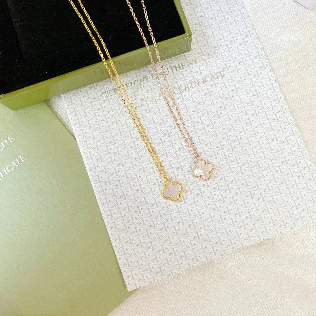 AuraJewelry クローバーミニ 白蝶貝 ネックレス 9.5mm