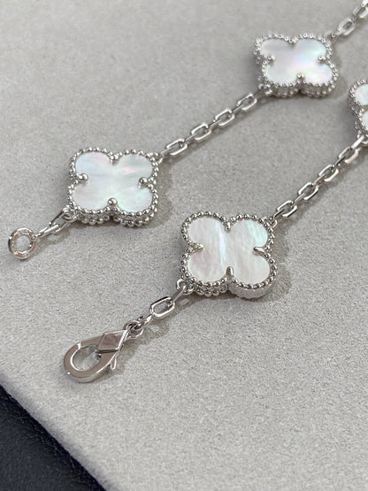 [AuraJewelry]新作 クローバーホワイトパールMOP 5モチーフブレスレットコレクション