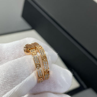 ¡®AuraJewelry¡¯LOVE DIAMOND PINK GOLD HOOP EARRINGS