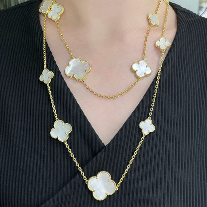¡®AuraJewelry¡¯CLOVER 16 MOTIF WHITE MOP GOLD NECKLACE