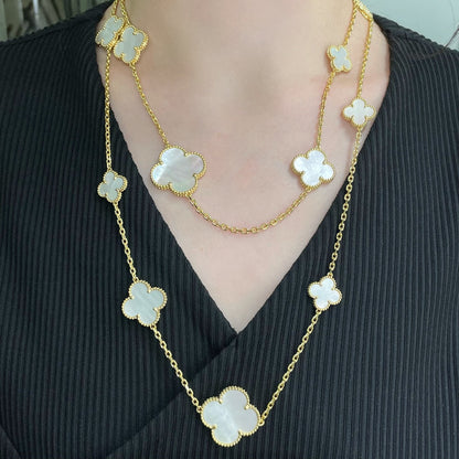 ¡®AuraJewelry¡¯CLOVER 16 MOTIF WHITE MOP GOLD NECKLACE