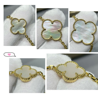 ¡®AuraJewelry¡¯CLOVER 16 MOTIF WHITE MOP GOLD NECKLACE