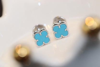AuraJewelry クローバーミニターコイズシルバースタッドピアス