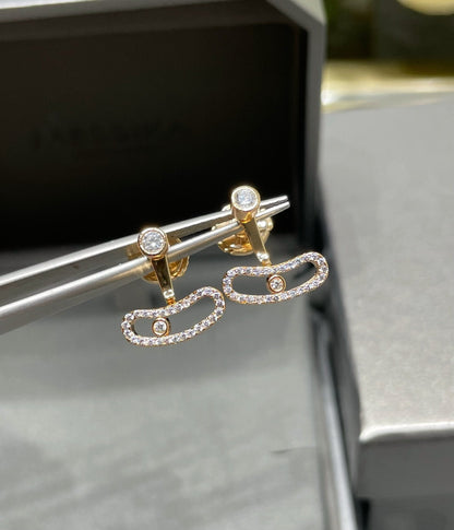 [AuraJewelry]MOVE UNO PINK GOLD DIAMOND EARRINGS