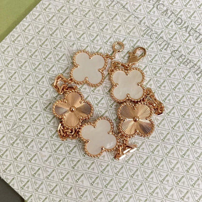 [AuraJewelry]新作 クローバーホワイトパールMOP 5モチーフブレスレットコレクション