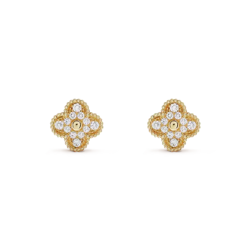 ¡®AuraJewelry¡¯CLOVER MEDIUM 1 MOTIFS FUll DIAMOND EARRINGS