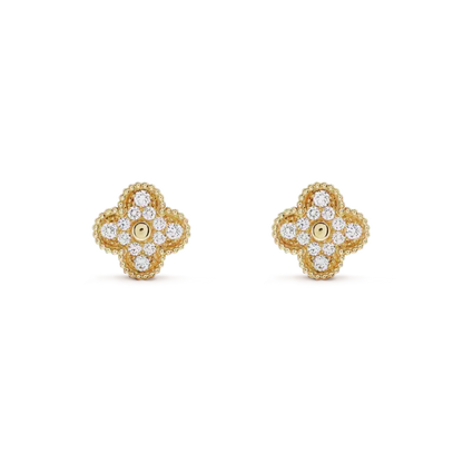 ¡®AuraJewelry¡¯CLOVER MEDIUM 1 MOTIFS FUll DIAMOND EARRINGS