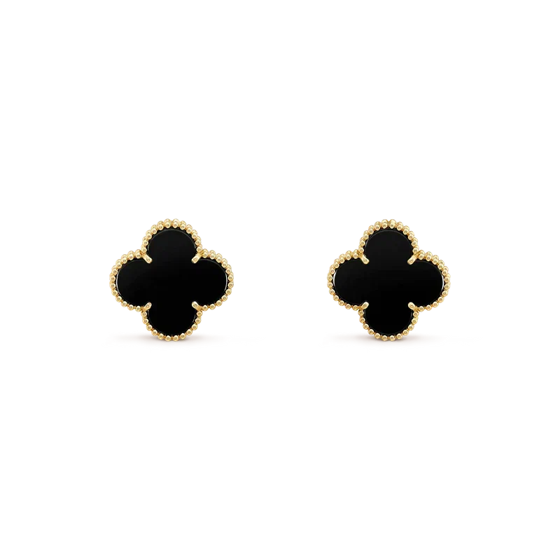 ¡®AuraJewelry¡¯CLOVER MEDIUM 1 MOTIFS  ONYX STUD EARRINGS