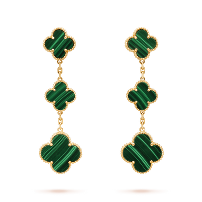 ¡®AuraJewelry¡¯CLOVER MALACHITE 3 MOTIFS GOLD