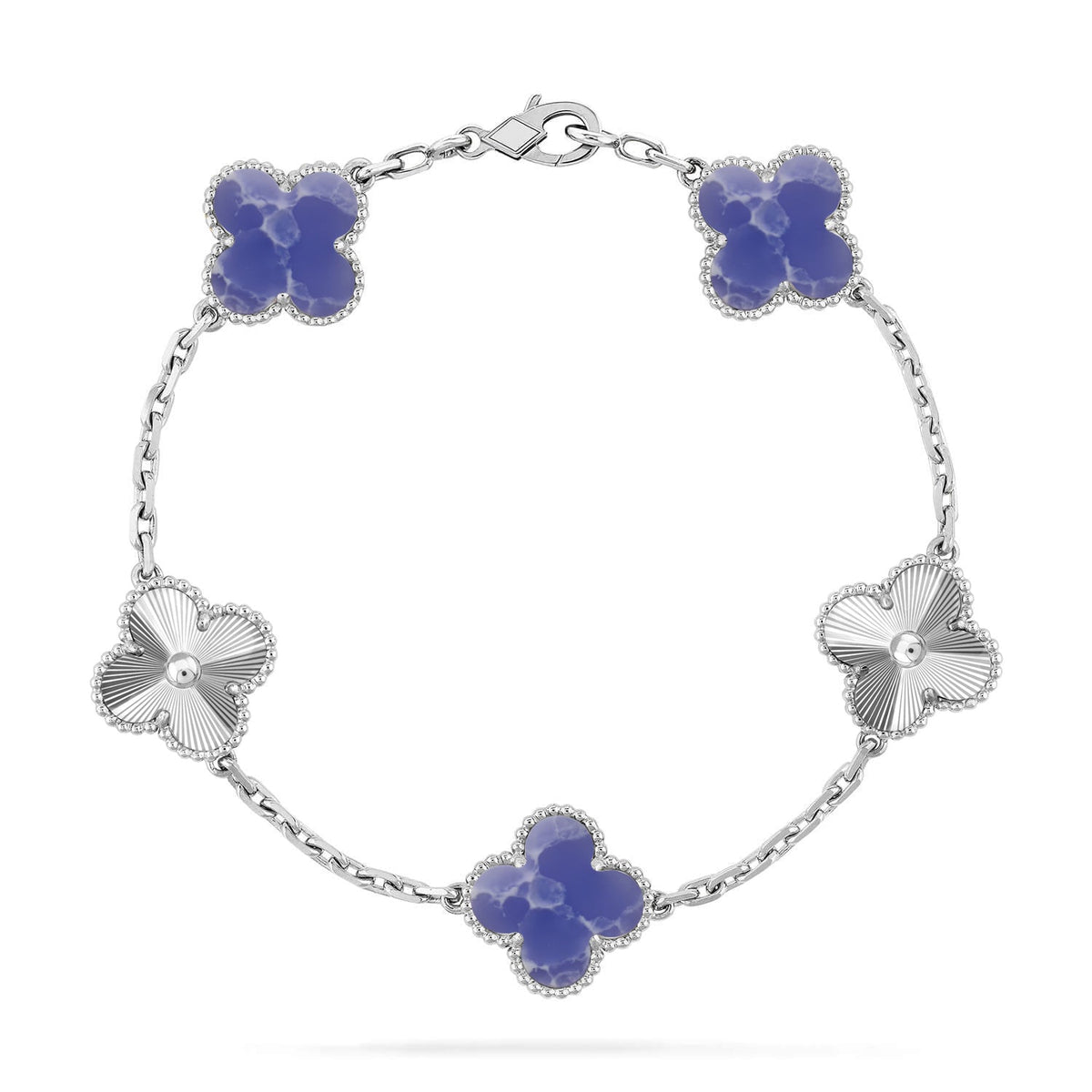 [AuraJewelry]新作クローバー5モチーフブルーべインブレスレットコレクション