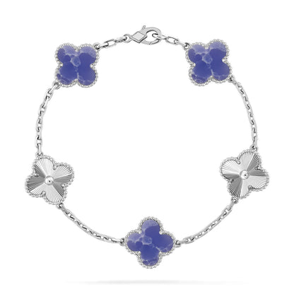 [AuraJewelry]新作クローバー5モチーフブルーべインブレスレットコレクション