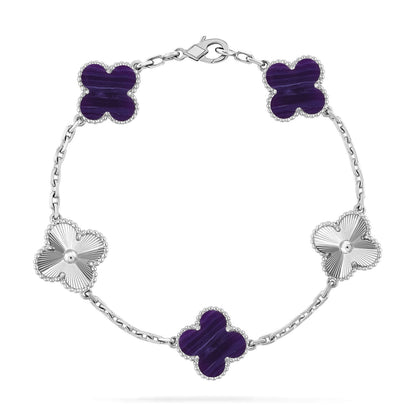 [AuraJewelry]New CLOVER 5 MOTIF PURPLE STRIPES BRACELET COLLECTION