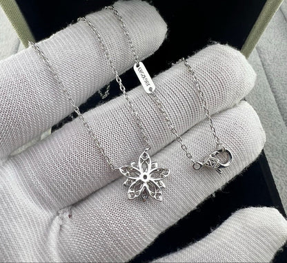 [AuraJewelry] Full Diamond Hollow Lotus Necklace Set