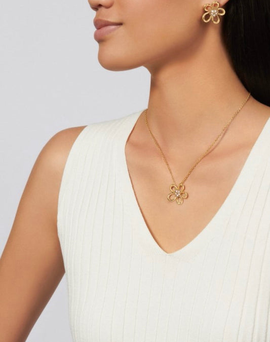 [AuraJewelry] Flower Jewelry Set with Diamond Center