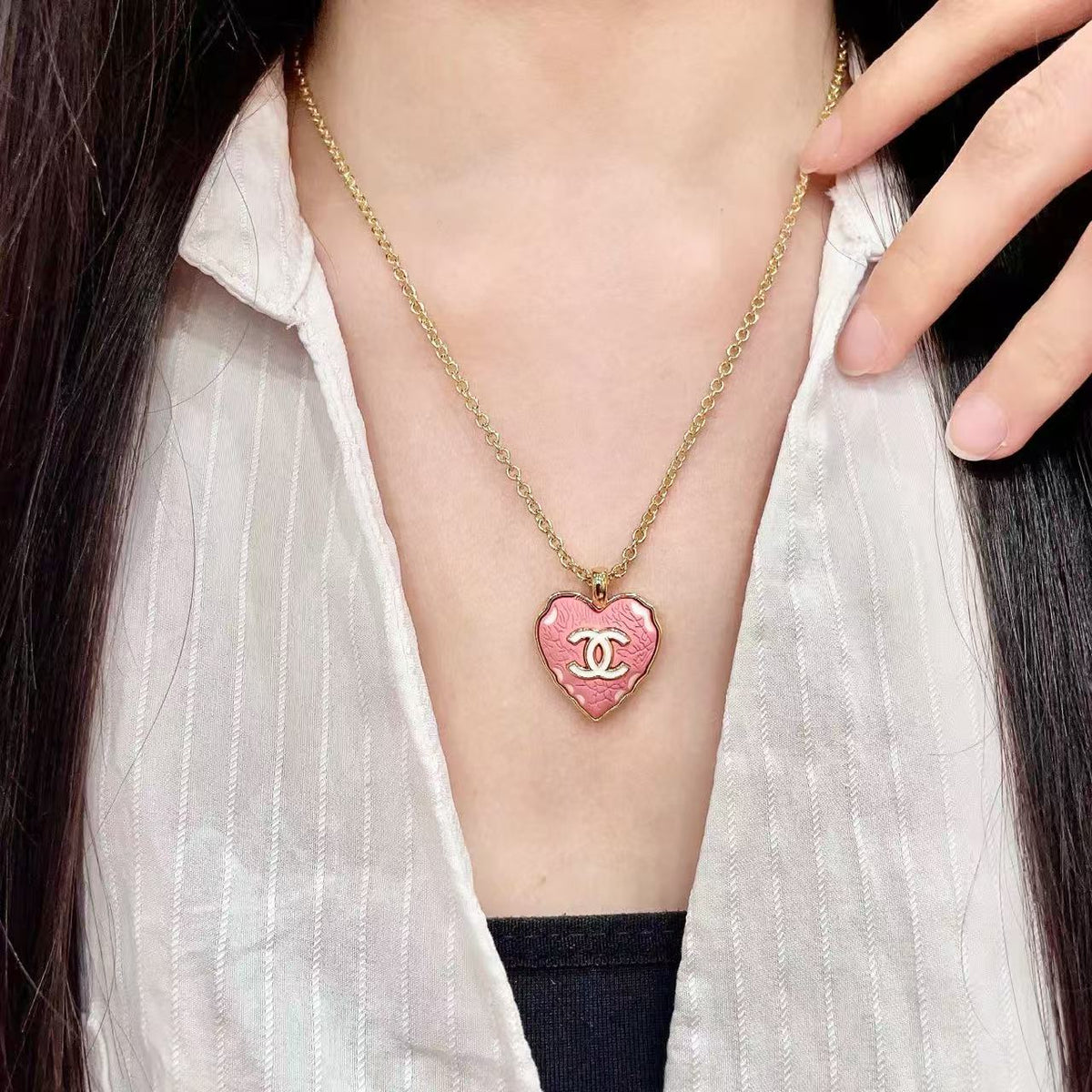 [AuraJewelry] ハート型ネックレス＆ピアスセット