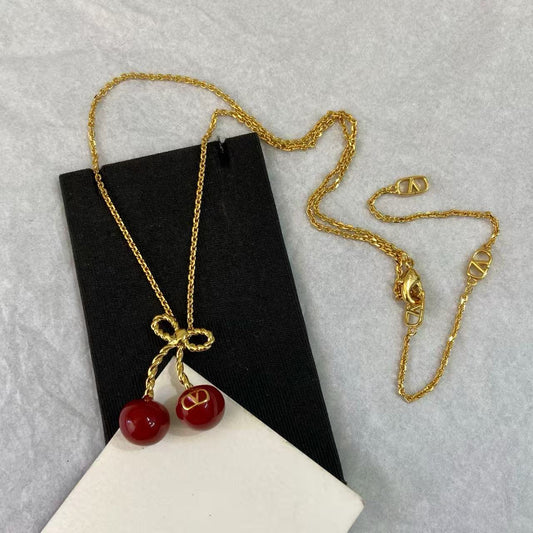 [AuraJewelry]レッドチェリーネックレス
