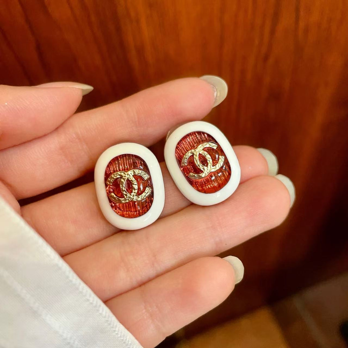 [AuraJewelry]Amber & Glass Stud Earrings