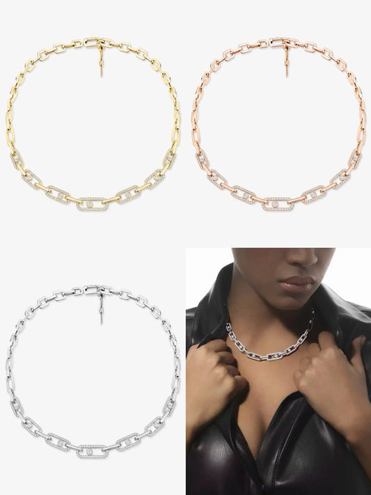 [AuraJewelry]ムーブリンクパヴェダイヤモンドネックレス