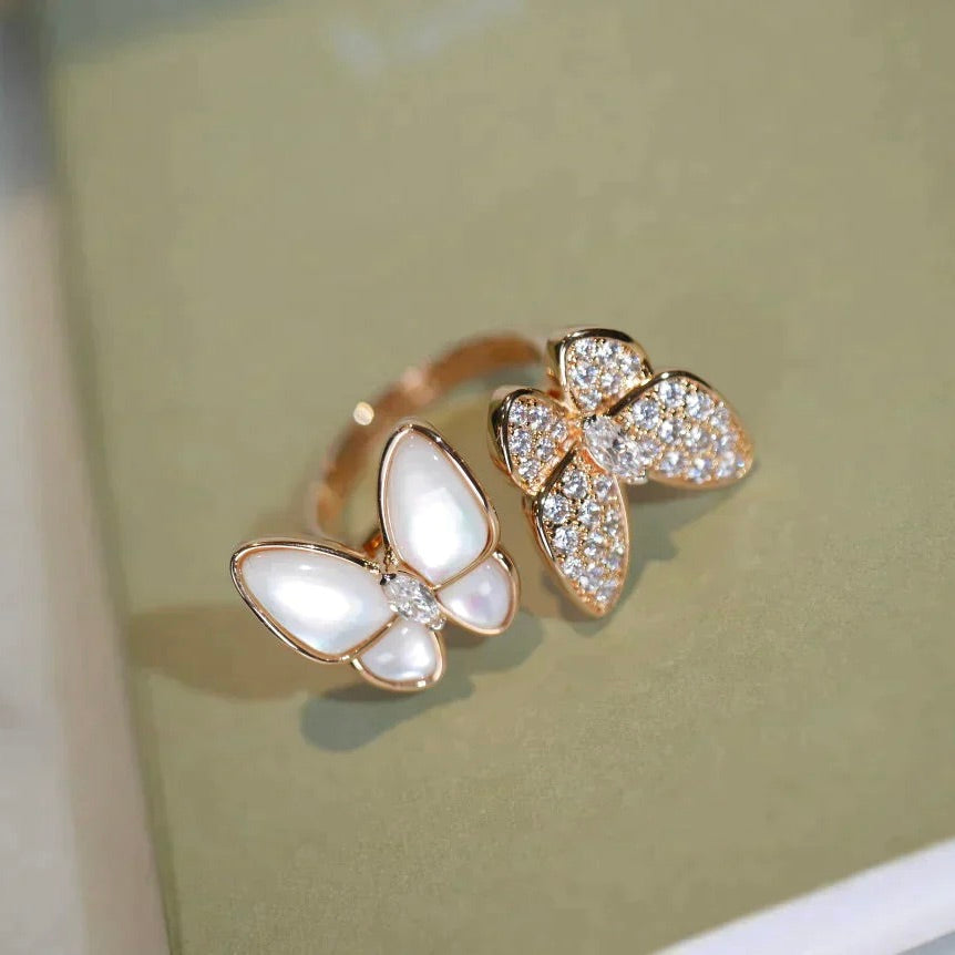 ¡®AuraJewelry¡¯TWIN BUTTERFLY DIAMOND MOP RING