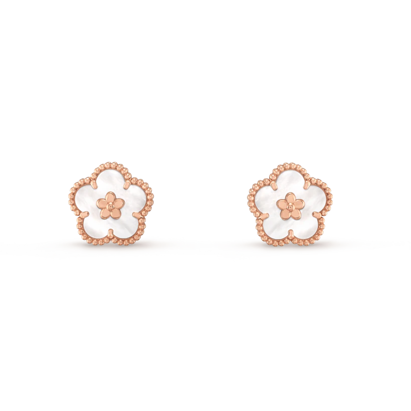 AuraJewelryラッキーピンクゴールドホワイトMOPイヤリング