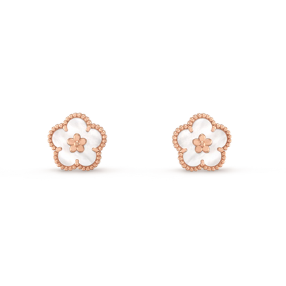 AuraJewelryラッキーピンクゴールドホワイトMOPイヤリング